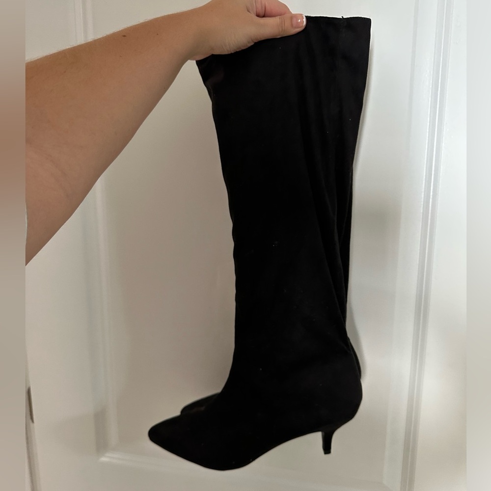 Knee high faux suede boots